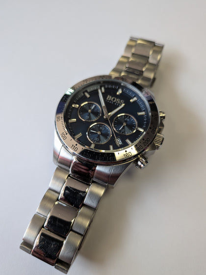 Gents Hugo Boss Watch Steel Blue Face Boxed