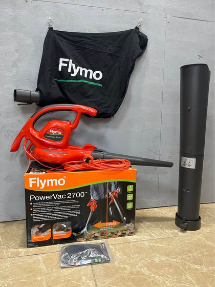 ** SALE **FLYMO POWERVAC 2700 CORDED LEAF BLOWER, 2700W, 40 LITRE BAG CAPACITY, AIRFLOW SPEED 192 MPH/ 310 KMH, BOXED