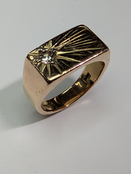 9ct Gold Diamond Block Ring Size S