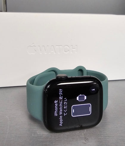 Apple Watch Series 9 - 41mm - GPS - Midnight Aluminium Case -Green Sport Band - S/M