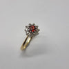 18ct Gold Garnet & 0.22ct Diamond Cluster Head Ring - Size P (RRP £1100)