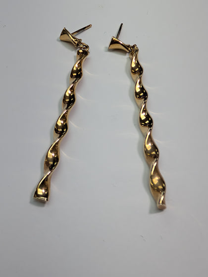 9ct Gold Drop Twist Earrings