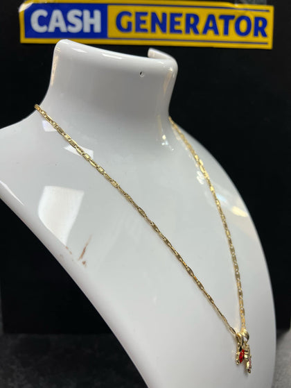 14ct Gold Chain (16 inches) and two Pendants, 3.36g