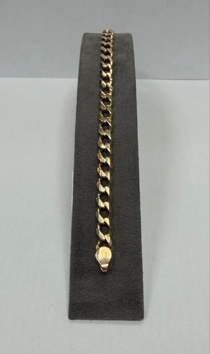 9ct Curb Bracelet , 11.16g - ** Hallmarked ** 19 cm Length , 0.5 cm Width