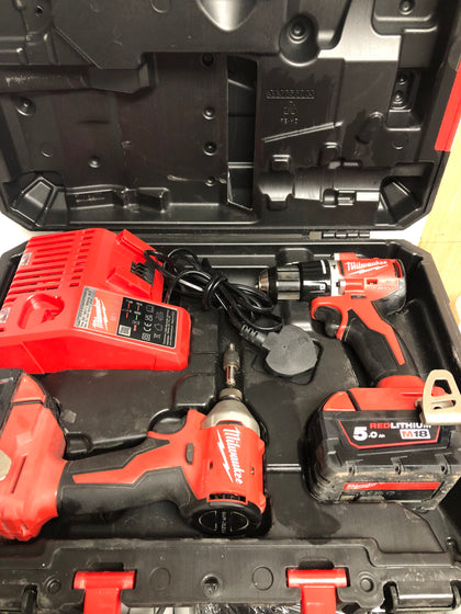 Milwaukee Next Generation M18BLCPP2A-502C 18V 2 x 5.0Ah Li-Ion RedLithium Brushless Cordless Compact Power Tool Twin Pack (782KN)