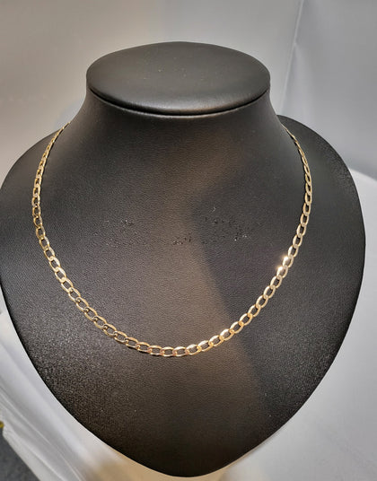 9ct Yellow Gold Flat Curb Link Chain - 18