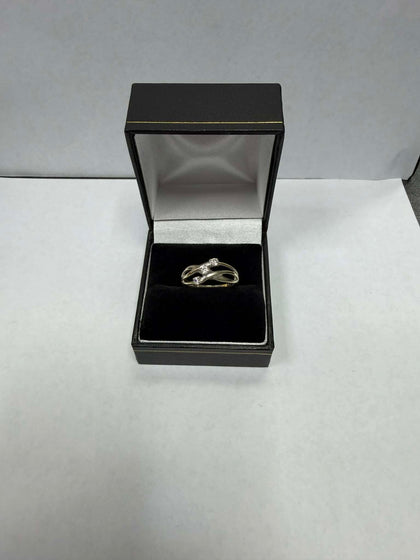 9ct Gold Ladies Ring, CZ Stone ( Size N ) 2.7g - ** Hallmarked **