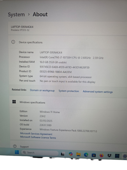 Acer Predator PT315-52
