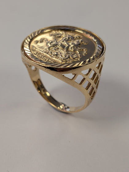 9ct ST George Ring Size R 1/2