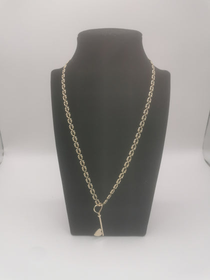 9k Gold Chain with Heart Key pendant 18