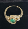 9ct Yellow Gold Ring With Green And Clear Stones - 2.47G - Size M. Hallamrked