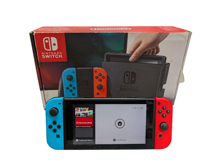 NINTENDO SWITCH CONSOLE WITH ANIMAL CROSSING GAME BOXED