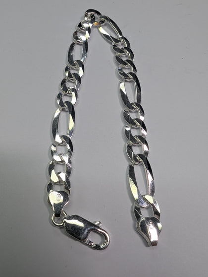 silver figaro bracelet