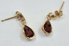 9ct Gold Earrings with Red/orange Stone