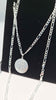 925 Sterling Silver 3-In-1 Figaro Chain Necklace With St.Chris - 24" Long - 17.0 Grams **BRAND NEW**