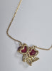 9ct gold necklace 18" with red hearts pendant