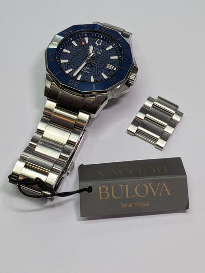 Bulova Marine Star Automatic Watch blue Face Boxed