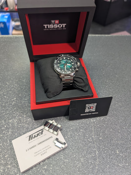 TISSOT SEA STAR 1000 WATCH GREEN FACE BOXED WITH SPARE LINKS PRESTON STORE