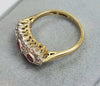 18ct Yellow Gold Diamond + Ruby Ring Size "O"