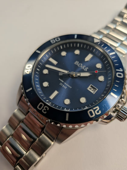 Gents Hugo Boss Steel Watch Blue Face Boxed