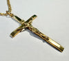 9ct yellow gold curb chain with cross 18"