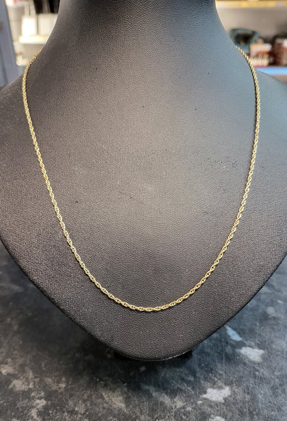 9CT Yellow Gold Narrow Rope Chain - 20