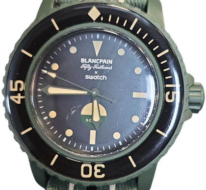 Blancpain x Swatch Green Abyss Scuba Fifty Fathoms Dive Watch SO35G100