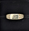 375 9CT HALLMARKED, YELLOW GOLD, RING WITH STONE EMBEDDED IN SIGNET, SIZE Q/8.5, 2.7G, BOXED