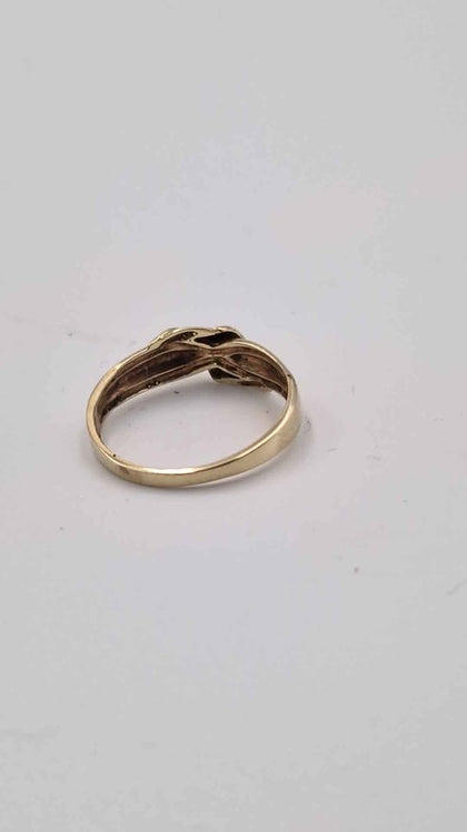 9ct Yellow Gold Knot Like Ring With CZ Stones - 1.90 Grams - Size Q