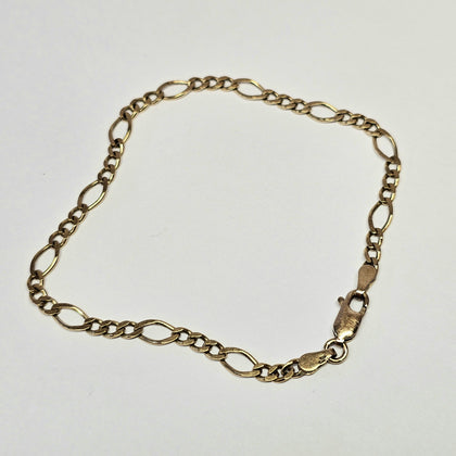 9ct Yellow Gold Figaro Bracelet 7.5