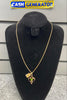 9ct Gold Fine Curb Chain and Fancy Green Stone Pendant 8.4g 22"