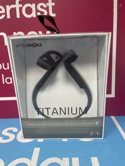 Aftershokz Trekz Titanium - Headphones with Mic - Open Ear - Behind-the-neck Mount - Bluetooth - Wireless - Black, Slate Gray