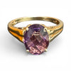 9ct Yellow Gold Oval Amethyst Ring - Size O