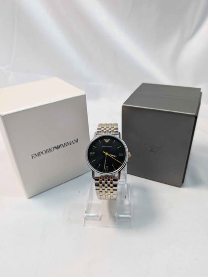 Emporio Armani AR11228 Quartz Mens Watch - 41mm - Green Dial - Two Tone Round Bracelet - Boxed