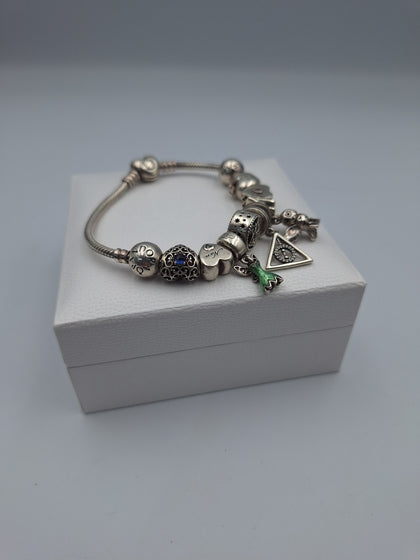 Pandora 925 Silver mum/nan themed Bracelet with 11 original Pandora Charms BOXED