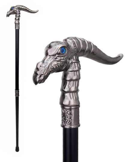 Blue Eyed Dragon 2 Piece Swagger Cane / Walking Stick 93cm