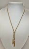 17" 9ct yellow gold double tassle necklace
