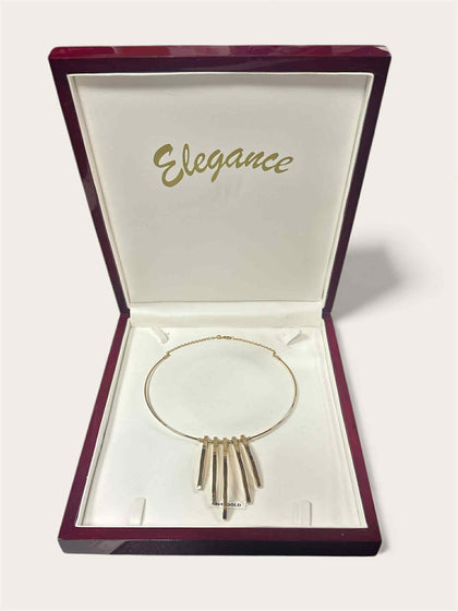 9ct Drop bar choker wire necklace  weight 12.3 grams