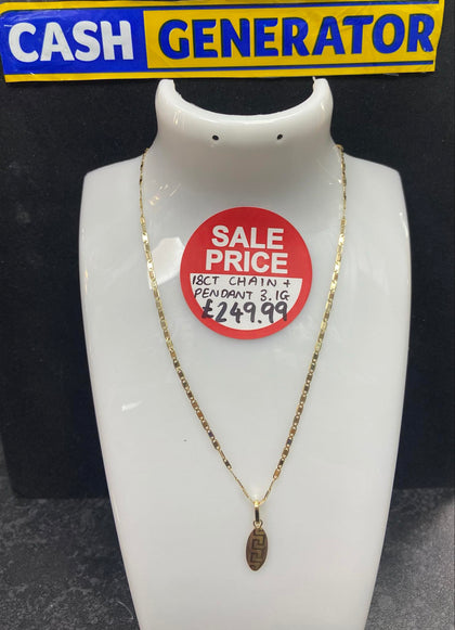 18ct Gold Chain and Pendant 3.1g 16