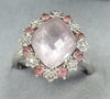 9ct White Gold Ring with Stones Size P 1/2
