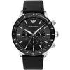 Emporio Armani Mario 43mm Chronograph Black Dial Leather Mens Quartz Watch AR11243