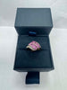 2.4g 9ct White Gold Ring with Pink Stones - Size R - **Hallmarked**
