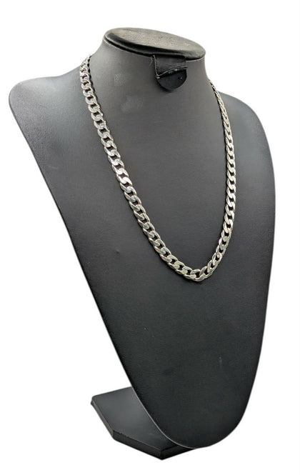 925 SILVER HALLMARKE, CURBED CHAIN W/LOBSTER LOCK, 22