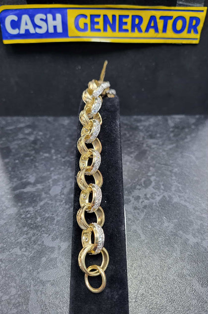 9ct Gold C/Z Belcher Bracelet 36.01g