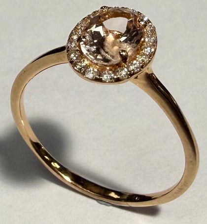 9CT Rose Gold Ring with Champagne Stone Size Q