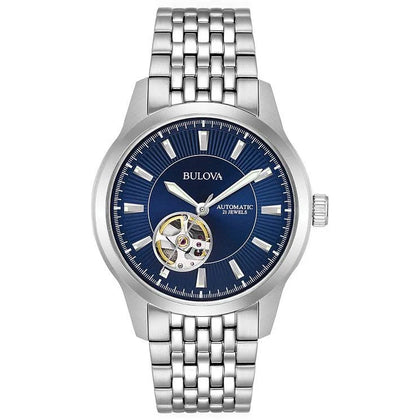 Bulova Classic Automatic Men's Open Heart Dial Stainless Steel Bracelet Watch - Boxed with papers.