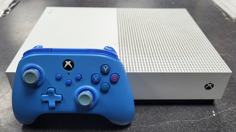 Xbox One S Console, 1TB, White, Unboxed With Blue PowerA Pad