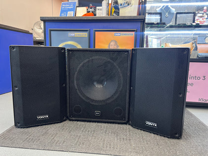 VONYX VSA-120S SPEAKERS AND QTX ST15SA SUBWOOFER  LEIGH STORE