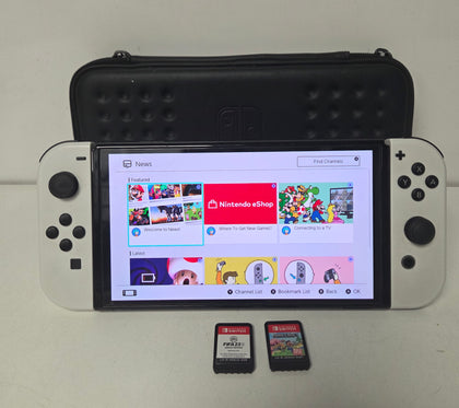 Nintendo Switch OLED 32GB - White with 2 unboxed games & 16gb Memory card ( No Tv Cradle )