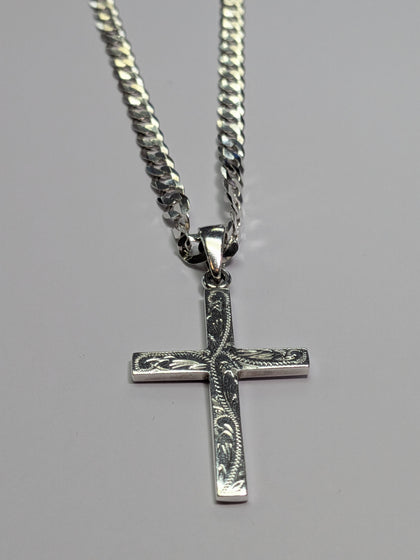 Silver Chain & Cross 24